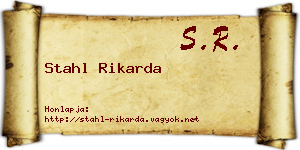 Stahl Rikarda névjegykártya